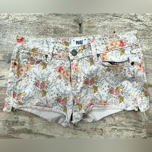 Paige floral denim shorts